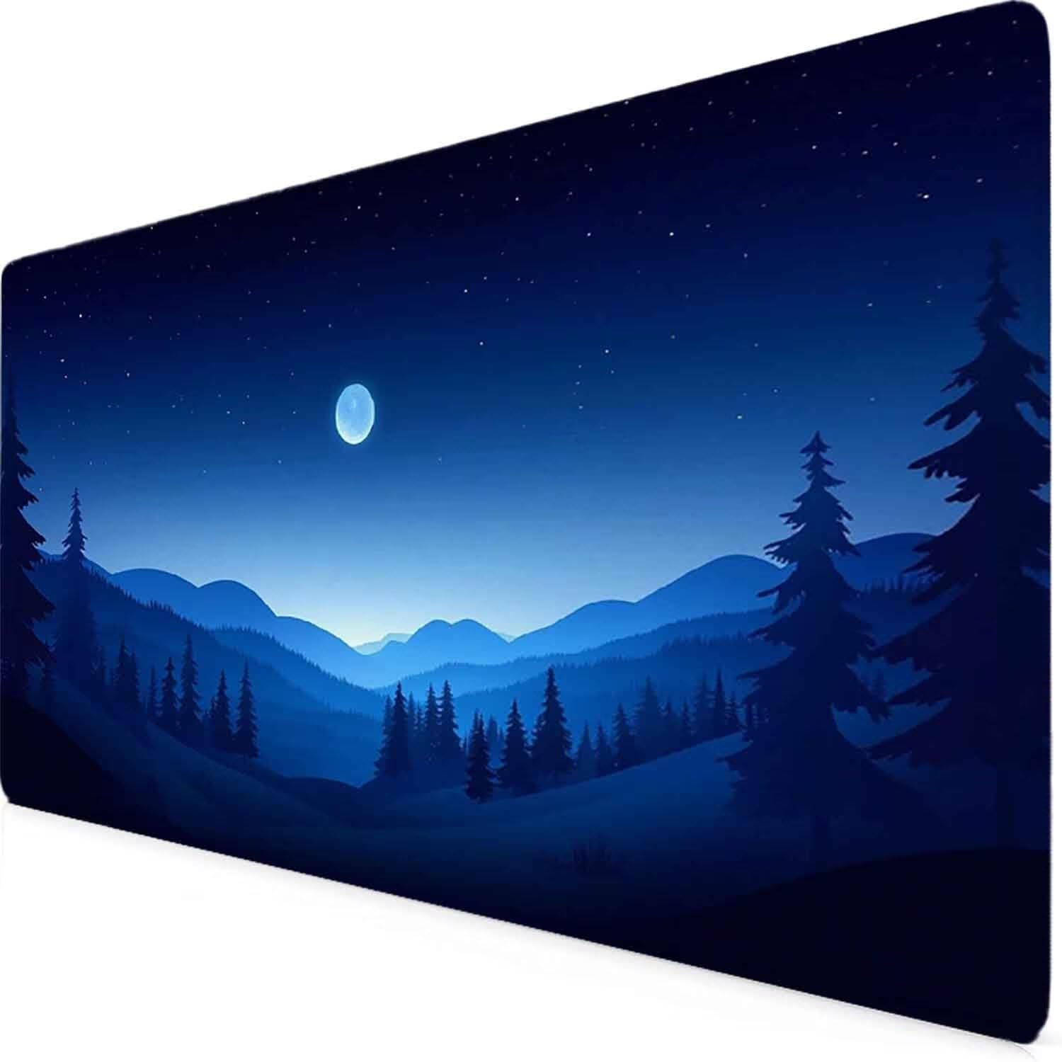 Niebieska podkładka pod mysz krajobrazowa XXL podkładka pod mysz 1200 x 600 mm podkładka pod mysz ze zszytymi krawędziami i antypoślizgową gumową podstawą podkładka pod mysz XXL do komputera, laptopa