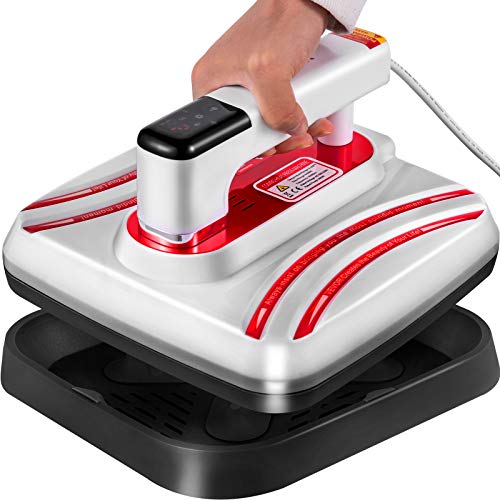 VEVOR Portable Heat Press 10x10 Inch Easy Press 800W Mini Heat Press Three Adjustable Modes Automatic Heat Press Machine for T Shirts Bags and Small HTV Vinyl Projects(Red)