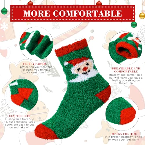 Geyoga 12 Pairs Adult Holiday Socks - Fluffy Cozy Fuzzy Socks - Warm Colorful Winter Slipper Socks for Women & Men3