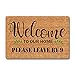 Funny Welcome Home Decor Mat Welcome To Our Home Please Leave By Nine Doormat 15.9