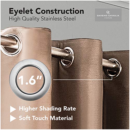 Gaveno Cavailia BlackOut Eyelet Curtains Latte, 100% Polyester Luxury Ring Top Drapery with Matching Tie Backs - Image 3