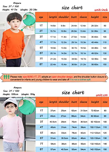 Aiwuhe Baby Boys Girls Solid Pullovers Sweatshirt Long Sleeve T-Shirt Children's Cotton Crewneck Thin Tops 1-8 Years Blouse Orange 80 #TOP2