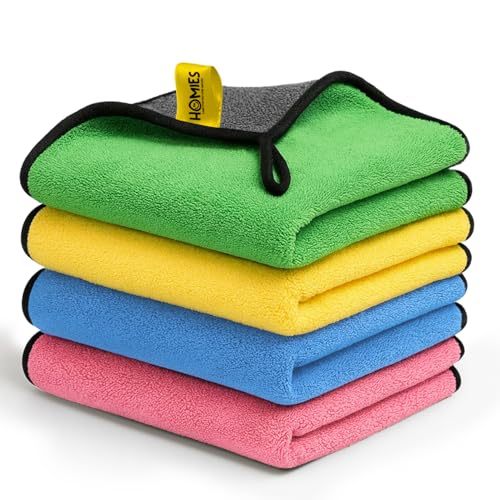Image of Homies 500 GSM Microfiber Cleaning Cloth for Car, Bike & Home (4 pcs - 40x40 cms) - Super Absorbent, Lint-Free, Scratch-Free Wash, Dry & Detailing Towel- Multi-Color