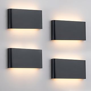 Modern LED Wall Sconce 4 Pack, Up and Down Indoor Wall Light | Fixtures Dimmable 3000K-6500K, Black Hardwired Sconces Wall Lighting Indoor for Corridor Hallway Stairwell Living Room