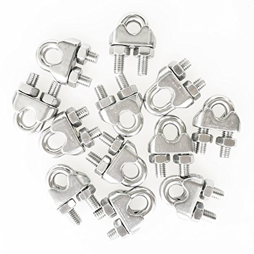Heverp 12Pcs M6 1/4 Inches Stainless Steel Wire Rope Cable Clip Clamp thumb #4