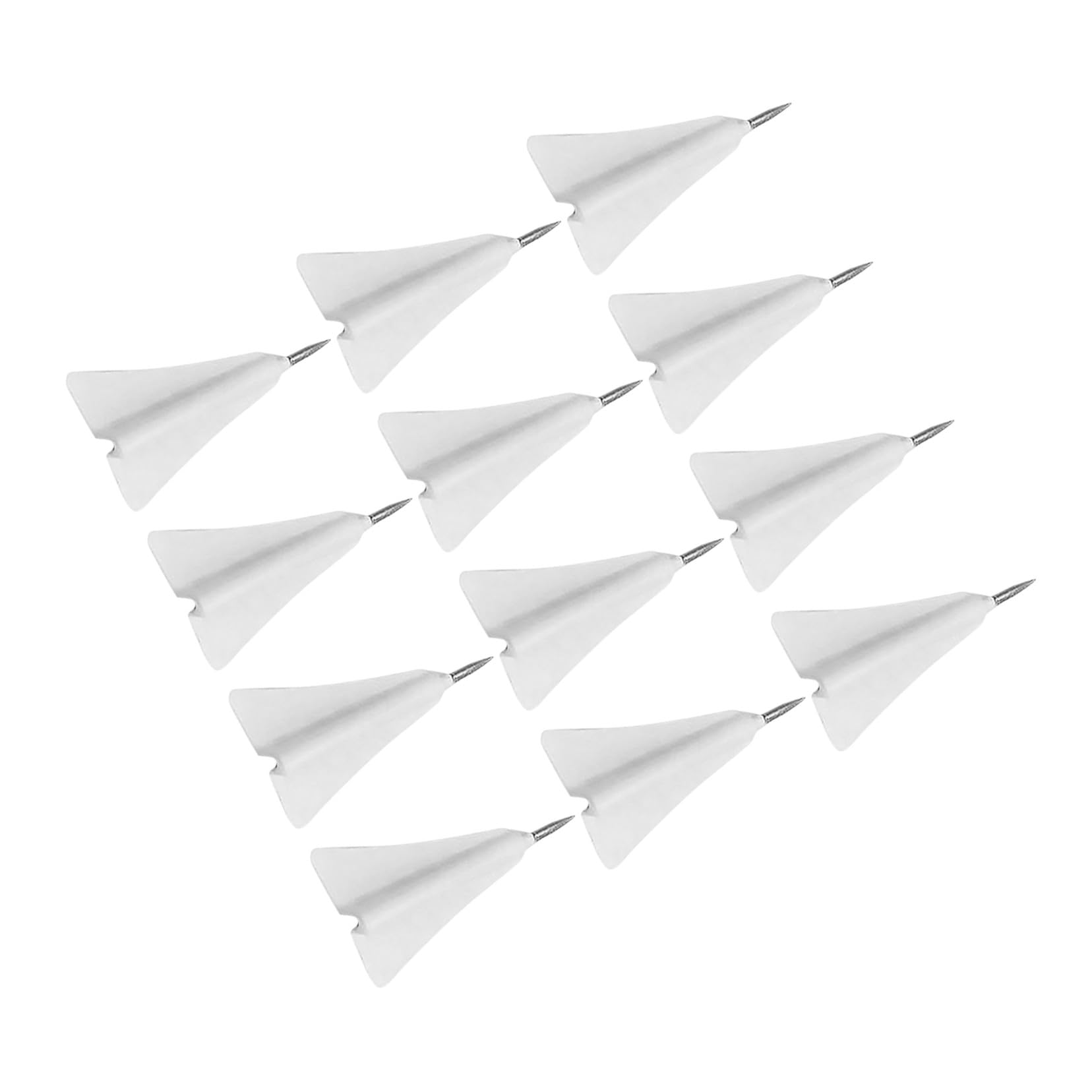 Kichvoe Lot de 12 Punaises Multifonctions d'avion en Papier 3D, Punaises Pratiques pour Tableau de Liège, Couleur Blanche, Accessoires de Bureau Compacts et Remplaçables, Usage Quotidien