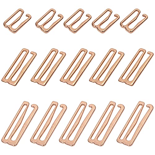 Tupalizy 60 ganchos de metal para sujetadores para coser bikini, clips para traje de baño, lencería, traje de baño, deslizadores de ajuste, 60 unidades, oro rosa, 12 mm, 20 mm, 24 mm