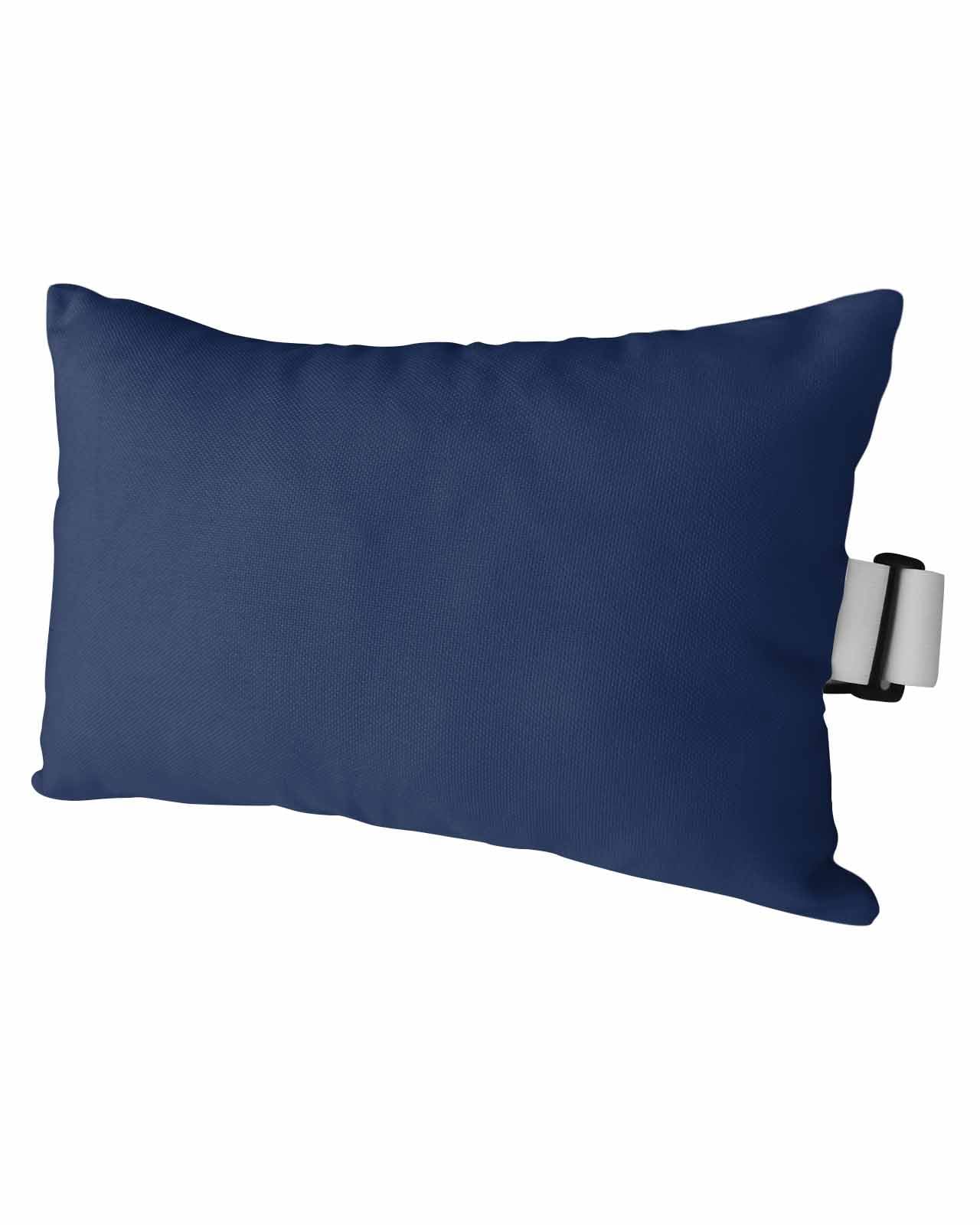 Navy Blue Outdoor Beach Chair Pillow Headrest for Chaise Lounge Chair, Recliner Head Pillow Waterproof Pillowcases with Elastic Band & Pillow Inserts 12x20 Pure Blue Solid Color Simple Minimalism Art