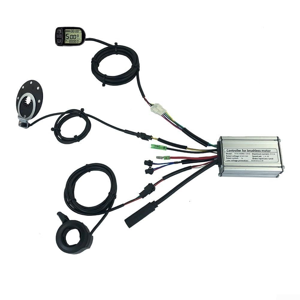 Kit de controlador Ebike 36 V 48 V 250 W 15 A para sistema KT con pantalla LCD5, sensor PAS de 8 imanes y acelerador de pulgar, juego de actualización impermeable para bicicleta eléctrica