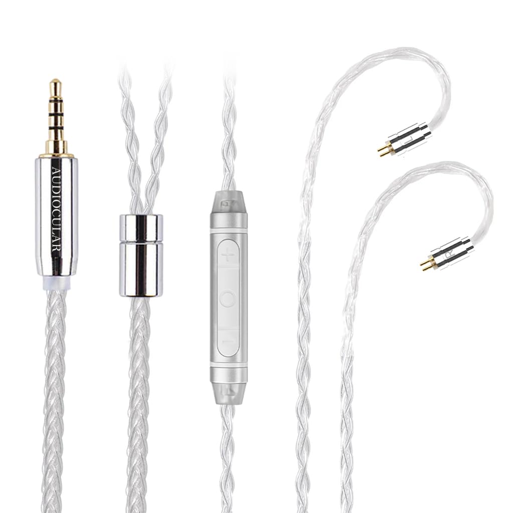 Concept Kart AUDIOCULAR C03 8 Core Silver Plated Upgrade Audio Cable For Iems, 2Pin 0.78Mm Connector, Improved Sound Quality, Volume & Mic Control, Universal 3.5Mm Plug Visit The Store