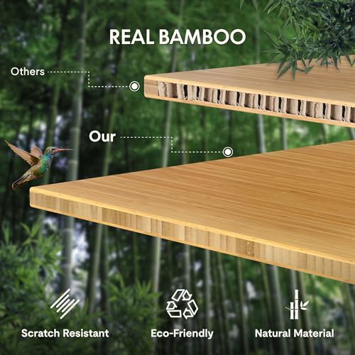 Image of FLEXISPOT EN2 Bamboo Standing Desk with Clamp Power Strip, 55 x 28 Electric Stand Up Height Adjustable Desk with Cable Management (Grey Frame + 55 inch Bamboo Top, 2 Packages)