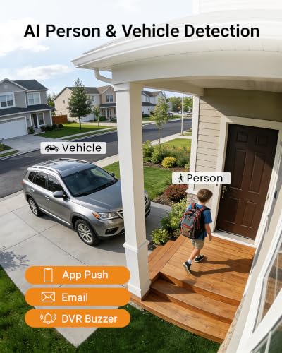Image of Anlapus 5MP CCTV Camera System, 8CH DVR with 500GB, 4X 5MP Wired Cameras | 360View Pan /Tilt, Human Vehicle Detection, IR Night Vision, Remote Access, 24 /7 Surveillance Indoor Outdoor