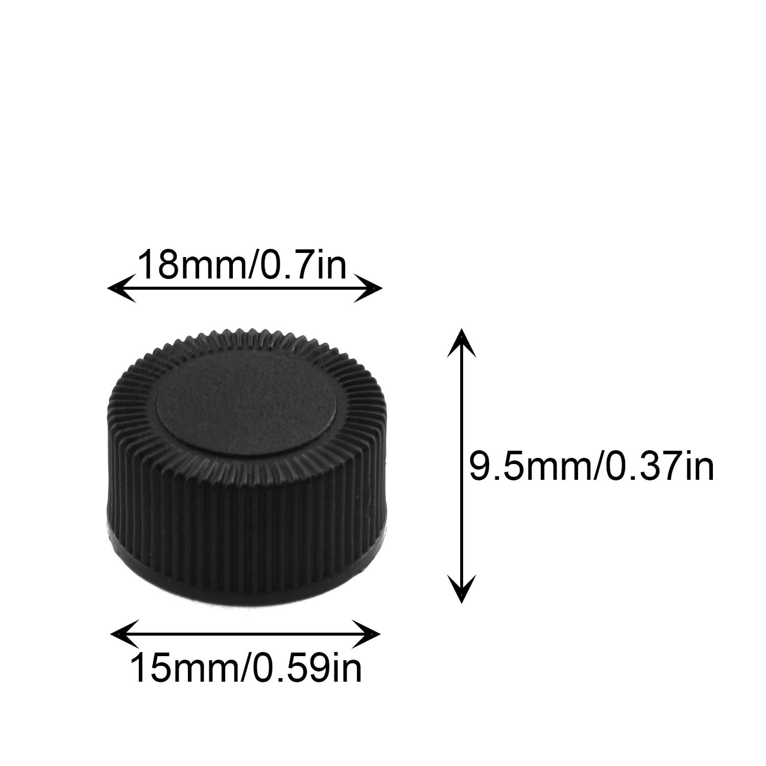 24PCS Solid Plastic Bottle Caps Essential Oil Bottle Caps Solid Caps Glass Bottle Caps 15mm/0.59in Sealing Nut Leak Proof Polyethylene Caps Black