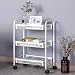 Produktbild B-K Vier Räder Portable Tool Storage Cart Shelf Trolley, Metallgestell Einfache Umwelt Gesundheit Wohnzimmer Bad Küche Rack, 2 Farben, 45X26X63Cm Utility Cart, Weiß