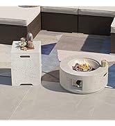 SUNBURY Outdoor 28 Inch Propane Fire Pit Table, Round Fire Table w Tank Table, 40,000 BTU Spotted...