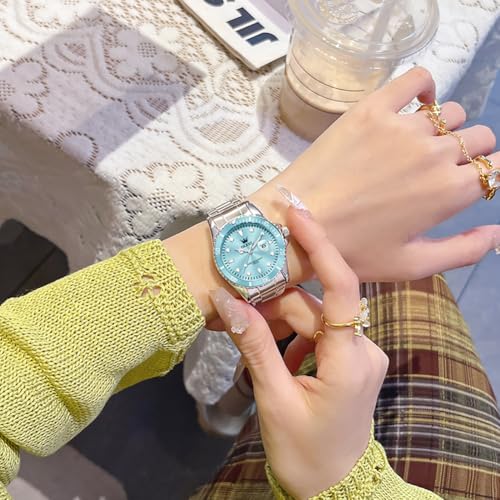 Image of OLEVS Watch Women Silver Watches for Women Luxury for Small Wrists Dress Stainless Steel Women's Wrist Watches Easy to Read Reloj para Mujer Black /Blue /Gold /Green /Pink /Purple