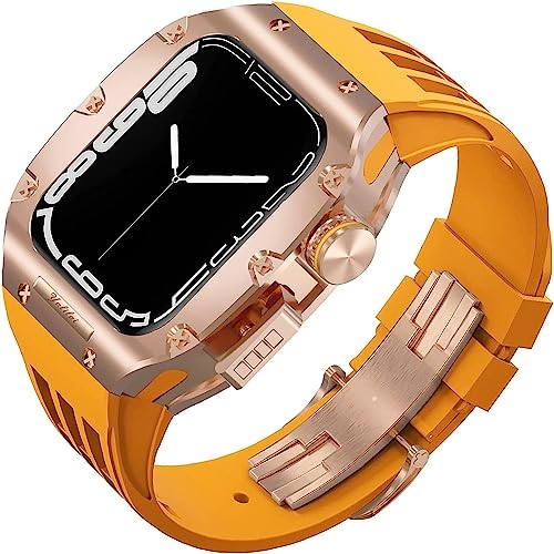 Kit modification titane Apple Watch 45mm EZZON bracelet fluororubber luxe