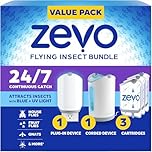 Zevo MAX Bug Catcher & Fly Trap for Indoors - Flying Insect Trap for Gnats, House & Fruit Flies - Use in Any Room - No-Mess Disposal (2 Plug in Bases & 3 Cartridges)