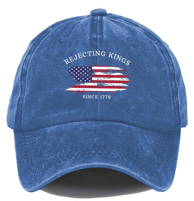 Rejecting Kings Since 1776 Hat, No Kings in America Cap, Classic Graphic Print Women Men Baseball Cap