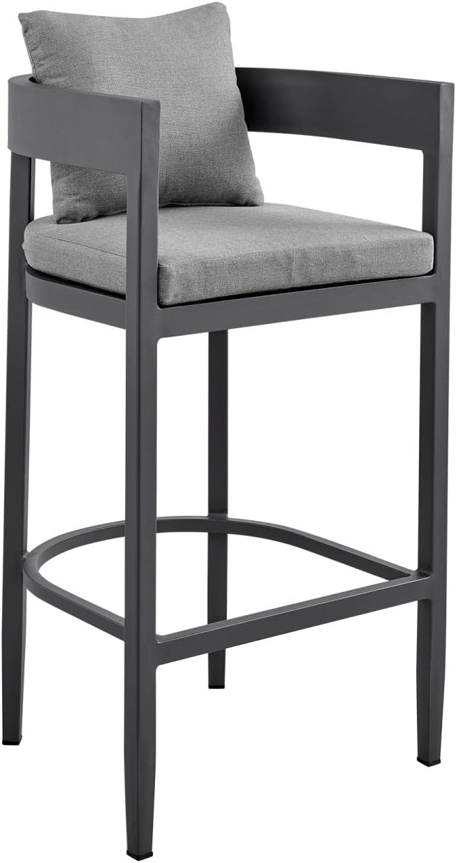 Armen Living Menorca Outdoor Patio 5-Piece Aluminum Bar Set in Gray