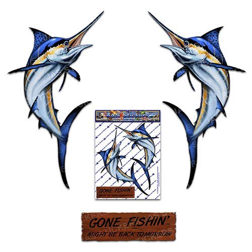 BLUE MARLIN ANIMAL CAR DECALS Fish Large Twin Vinyl Sticker Pack For Walls Laptop Tablets Luggage Bicycle Motorcycle Caravans Van Camper Trucks - ST013_3 JAS Stickers BLUE MARLIN ANIMAL CAR DECALS Fish Large Twin Vinyl Sticker Pack For Walls Laptop Tablets Luggage Bicycle Motorcycle Caravans Van Camper Trucks - ST013_3 JAS Stickers