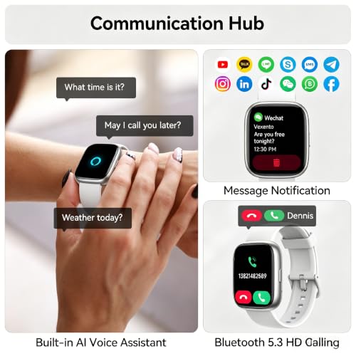 Image of Smart Watch with Alexa Built-in, 1.83 inch HD Touchscreen Fitness Tracker with Bluetooth Call, Fitness Watch with Heart Rate /Sleep Monitor /120+ Sports, IP68 Waterproof Smartwatch for Android iOS, Ivory