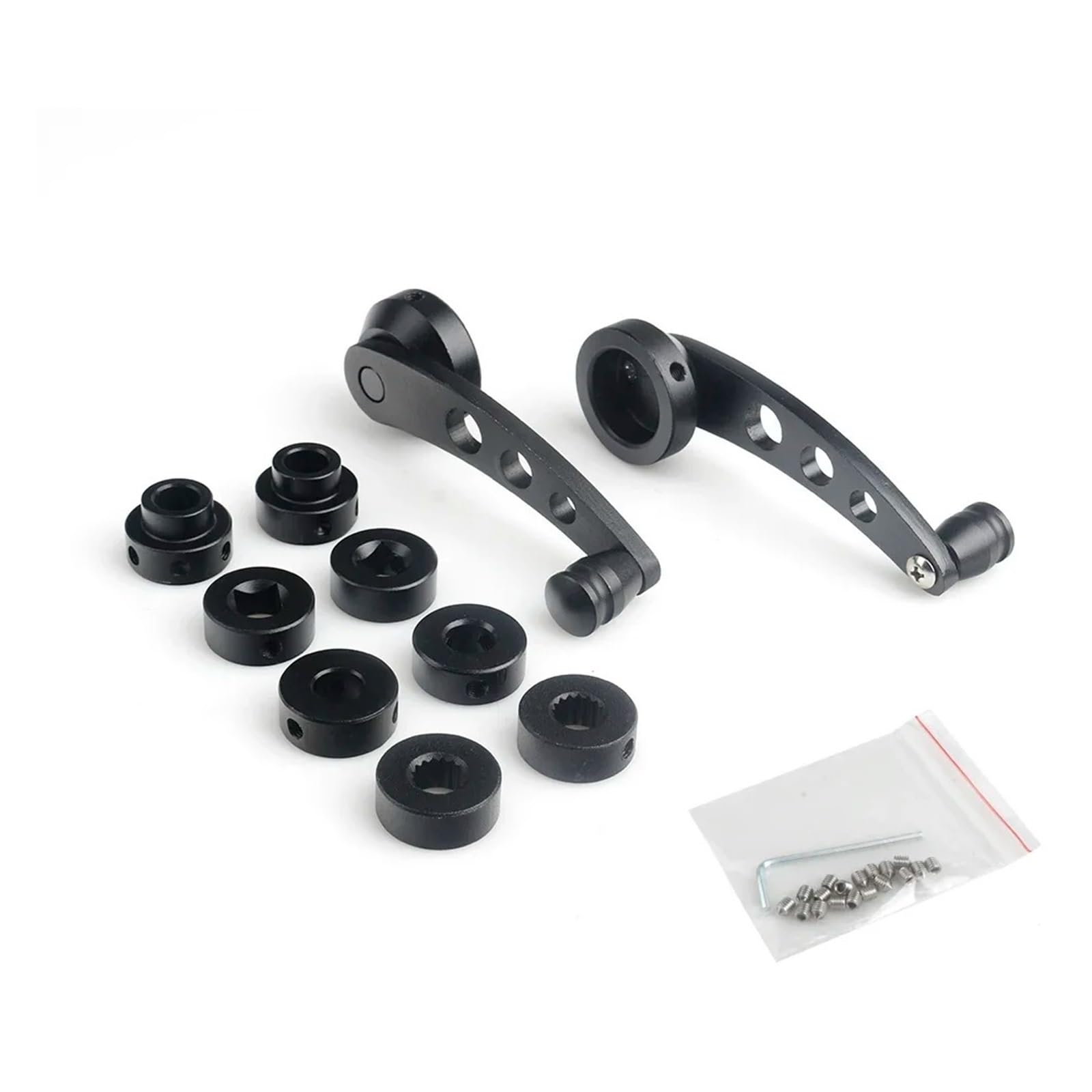 Lhdktee for Universal 2piece Aluminum Alloy Universal Car Window Handle Winder Riser Replacement Winder Crank Riser Kit Car Window Handle(Black)