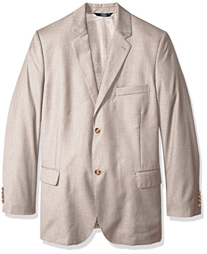 Perry Ellis Mens Textured Two Button Blazer Jacket, Beige, 44 Long