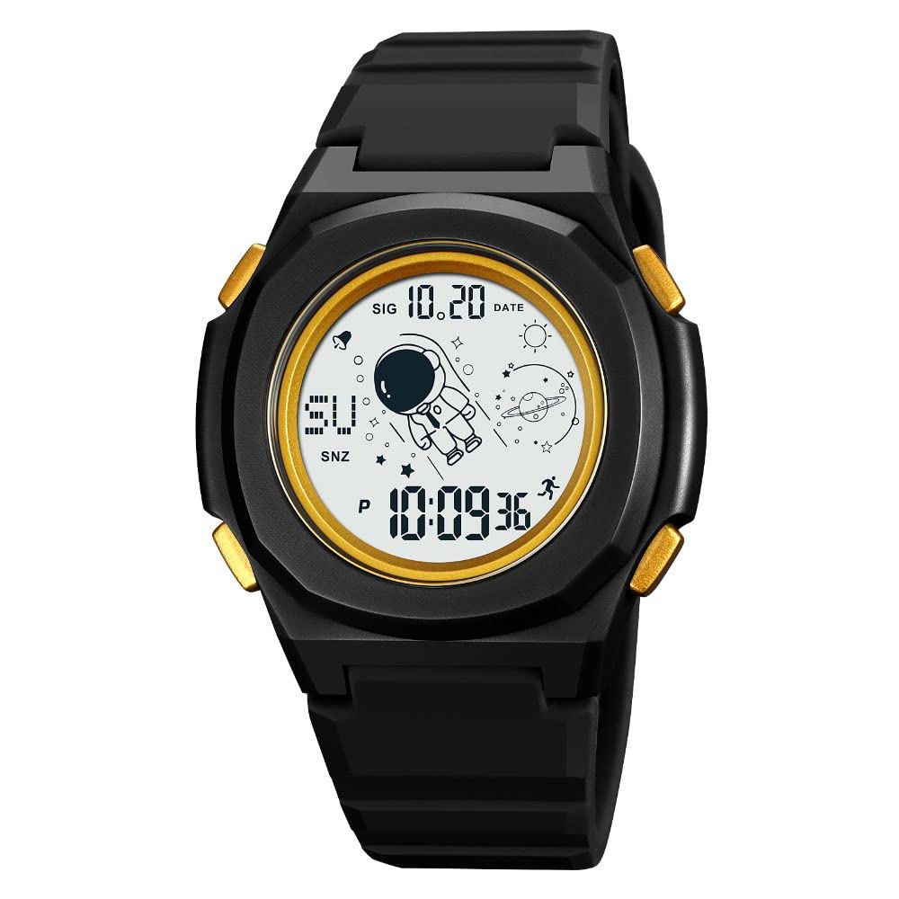 SKMEI Mens Digital Sports Watch - Black Gold Digital Watch for Youth Sports Outdoor Silicone Watch, Chronograph, Alarm Clock-2024 (Black Gold) (B0C3CJFMZW) Amazon Price History, Amazon Price Tracker