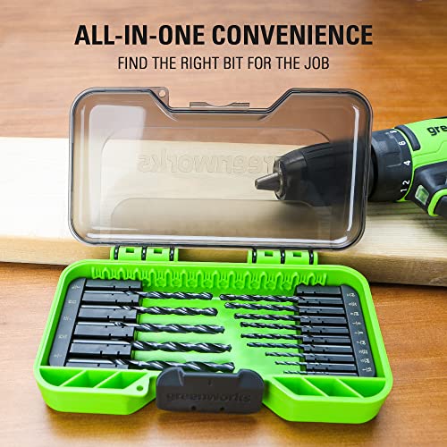 Image of Greenworks 14 Pcs Black Oxide Drilling Bit Set,135 Degree Split Point, Black Oxide Coated, For Plastic, Wood and Metal