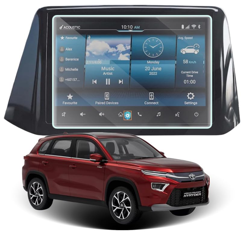 Image of Car Screen Protector for Toyota Urban Cruiser Hyryder |2022 - Running| - 9 Inch, Anti-Scratch, Easy Installation, Clear Touchscreen Guard, Infotainment System (Not a Tempered Glass)