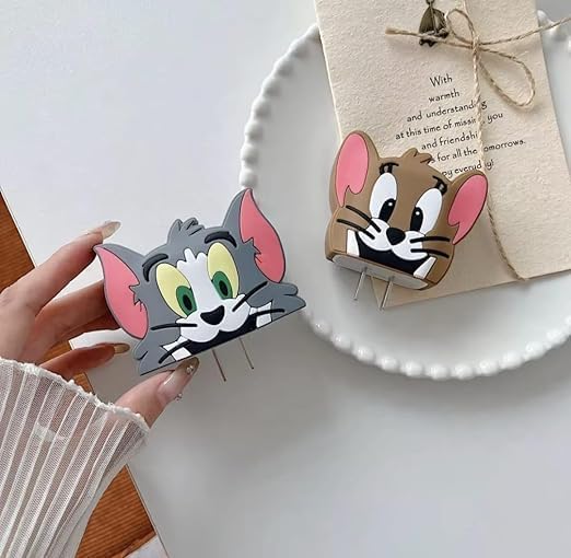 Image of INEFABLE Charger Case Cover Protector with 3D Cute Pattern for iPhone Charger only 18W & 20W, Data Charging Cable Wire Saver Protective Cable Cover Full Protection - Set Of 1 (Jerry)
