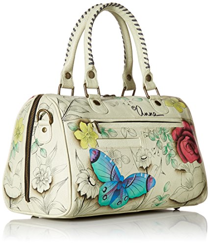 Anna By Anuschka Women's Genuine Leather All Round Zip Satchel | Hand Painted Original Artwork | Medium Zip-Top Organizer | Floral Paradise #TOP1