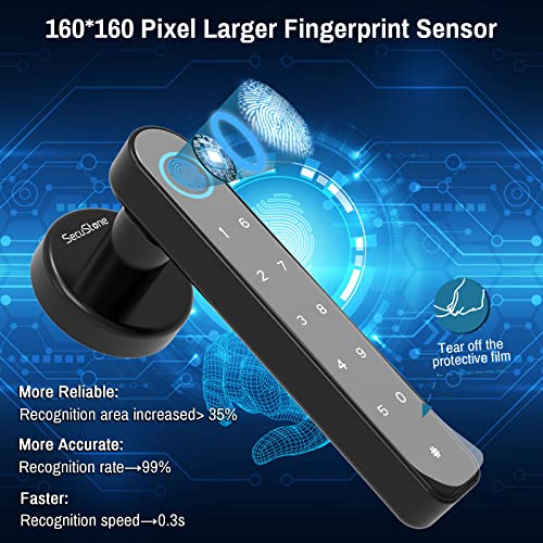Secustone Fingerprint Door Lock, Smart Lock, Keyless Entry Door Lock, Door Locks With Keypads, Passcode, Fingerprint, And Keys, Door Knob Easy To Install For Home, Apartment, Office, Bedroom, Black #TOP2