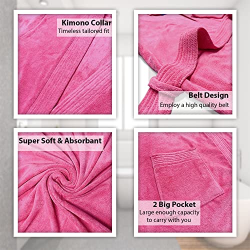 Image of Sassoon Venir Microfiber Bathrobe With Slippers for Men & Women, Unisex Luxury Bathrobe Towel, Spa Robe Combed (Pack of 1) - Coral Pink Color