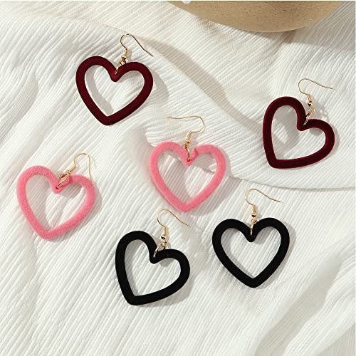 Red Heart Earrings For Women Girls Heart Statement Earrings Hollow Pink Love Heart Hoop Earrings Valentine's Day Gifts Jewelry(Red) #TOP5