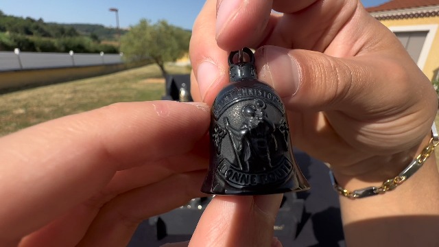 MOCY BELL - Clochette Moto Saint Christopher Safe Ride Guardian Gremlin Mocy Bell Acier inoxydable Argent, Small, 316L stainless steel