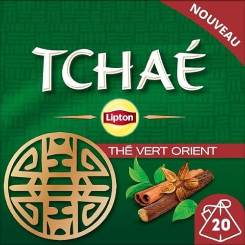 Lipton, Thé Vert Tchaé, Infusion à Froid ou Chaud, Goût Anis, Cannelle et Réglisse, Ingrédients d'Origine 100% Naturelle, 20 Sachets Pyramid