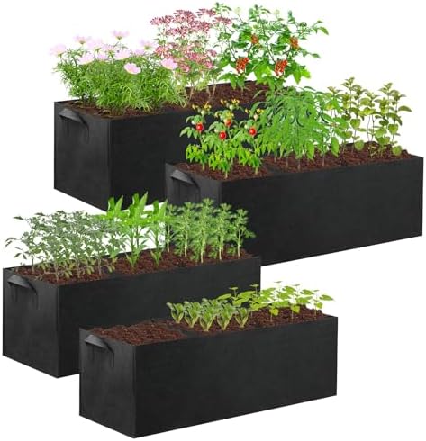fabric raised garden bed - 5 Surprising Picks You Didn't Expect 6 CIEOVO 4 Pack Fabric Raised Garden Bed, 22 Gallon 3 Grids Breathable Garden Growing Bags with Handle, Garden Grow Planter Bags Plant Bed for Growing Herbs Flowers and Vegetables