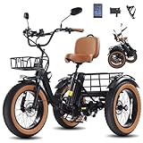 NOMIGO Electric Tricycle for Adult Folding etrike Adult Electric 3 Wheels Bicycle Peak 1350W Motor Aluminum Frame Electric Trike 48V15.6AH Lithium Battery 20×4.0