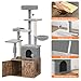 Cat Litter Box Enclosures with Cat Tree - Hidden Litter Box Furniture with Cat Tower - Litter Box Cabinet with Scratching Post and Hammock