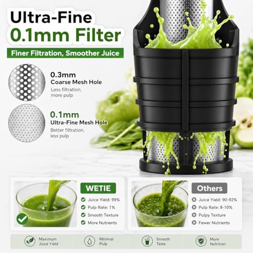 WETIE Cold Press Juicer, 3-in-1 Juicer Machines with 99% High Juice Yield - image 4