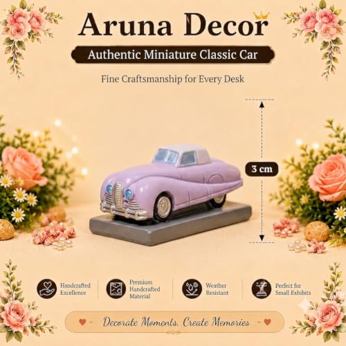 Image of Miniature Vintage Car | Retro Decorative Mini Resin Car for Fairy Garden, Terrariums, Dollhouse Accessory & Home Decor | Cute Collectible Gift for Kids & Adults