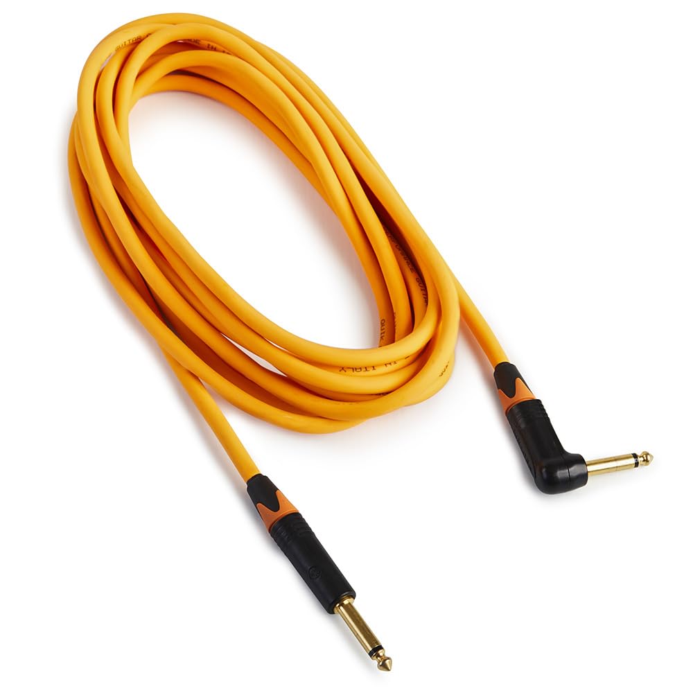 QUIK LOK - VITAMINA/C-A5 Jack Mono 90°/Jack Mono 5 mt, Cavo per strumenti musicali VITAMINA C, Connettori NEUTRIK: Jack Mono 90° / Jack Mono, Colore arancio, Lunghezza 5 mt