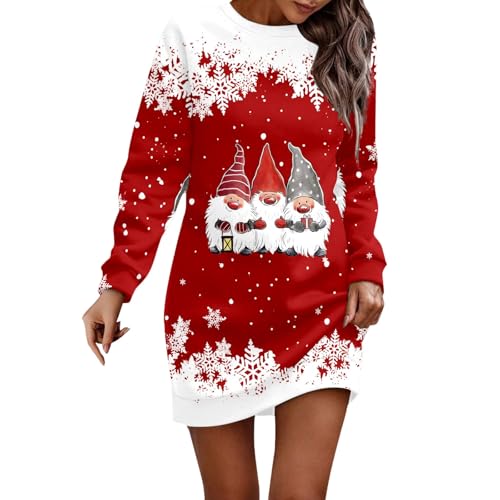 Vestido con capucha navideño de talla grande para mujer midi con bolsillos