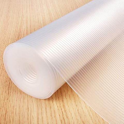 Glotoch Non Adhesive Clear Shelf Liners for Kitchen Cabinets 12" x20FT, Non Slip Drawer Liners for Dresser, Waterproof Cabinet Liners for Shelves/Dresser/Refrigerator/Bathroom Cover