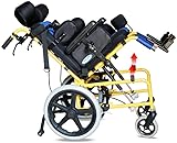 BOCbco Leichter zusammenklappbarer Kinderrollstuhl Fahren, Zerebralparese-Kinderrollstuhlauto Multifunktionales behindertes Kind, das vollständig flach liegt und Sich zurücklehnt