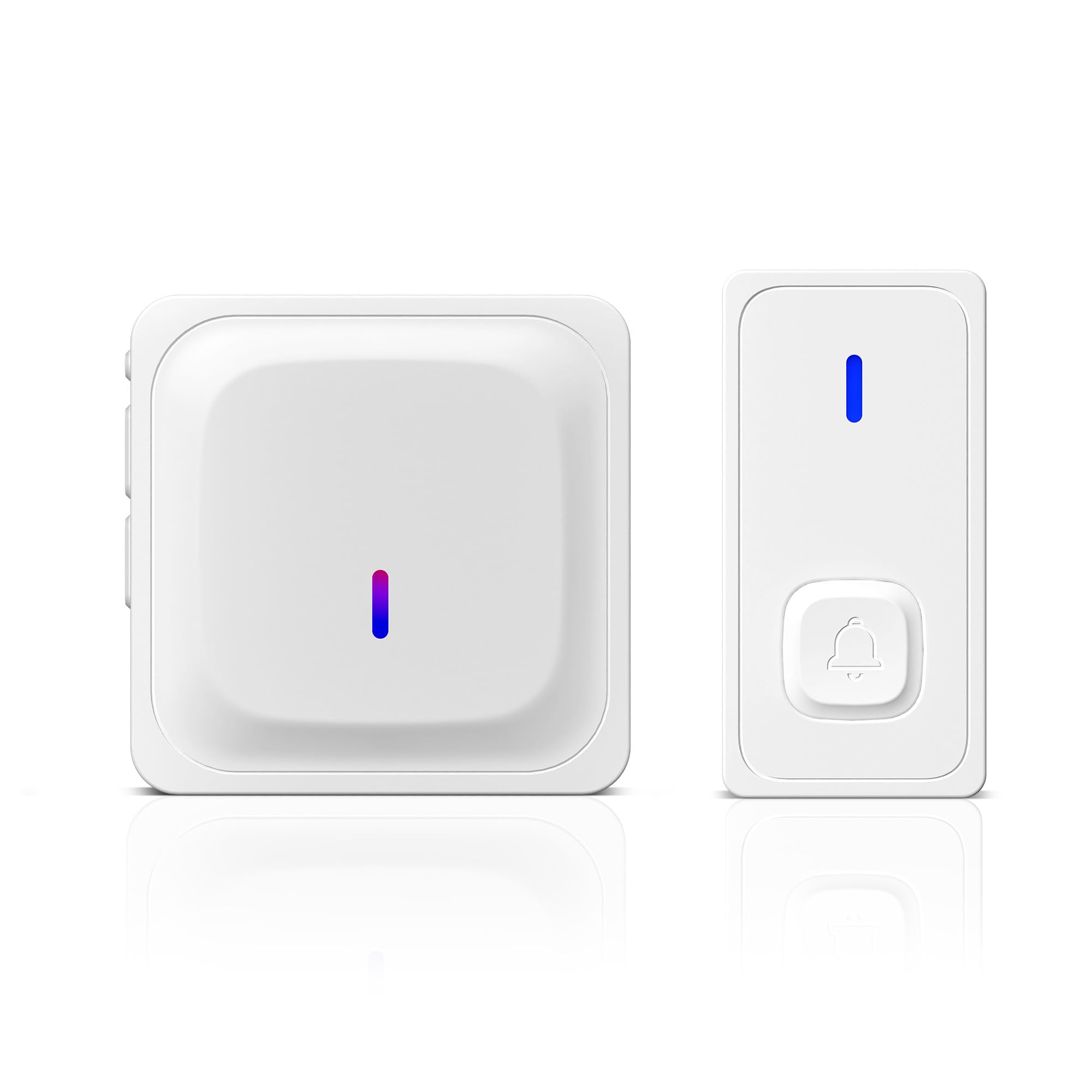 HBN Funkklingel Aussen Wasserdicht, Kabellose Türklingel Funk Set, große Reichweite Türklingel Kit mit 1 Plug-In-Empfänger & 1 Sender, 58 Melodien, 5 Lautstärkestufen doorbell Mit LED-Blitz, Weiß