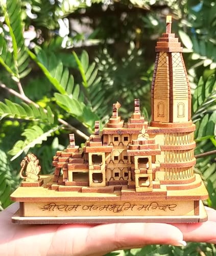 Image of Authentic Design Shri Ram Mandir Ayodhya 3D Model Wooden Hand Carved Temple