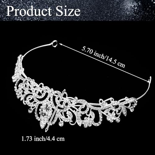 YUXIANLB Krone Prinzessin Mädchen Damen Diadem Crown Kristall Tiaras Prinzessinnenkrone Eleganter Corwn Royal Queen Brautschmuck Strass Stirnband Geschenk Haarschmuck für Frauen Hochzeit Tanzparty
